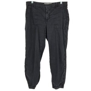 Frank & Eileen Women's 10 Jameson Utility‎ Jogger Pants Washed Black Cotton Flax